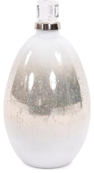 Hand Blown Frosted Glass Bottle, 15"H