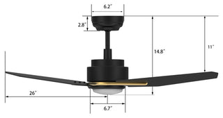CARRO 52'' Smart DC Ceiling Fan with Remote Dimmable LED Light, Black/Gold