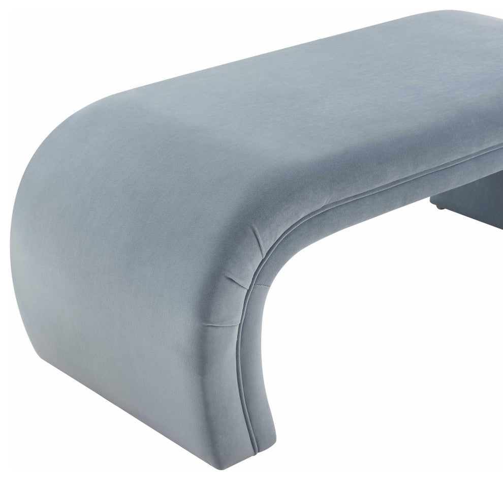 TOV Furniture Kenya Sea Blue Velvet Bench