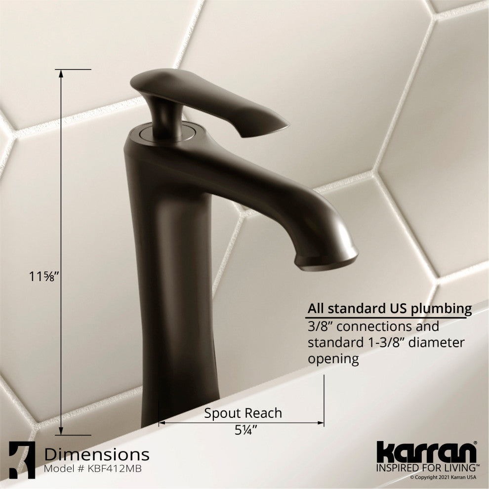 Karran White Acrylic 21" Oval Vessel Sink With Faucet Kit, Matte Black