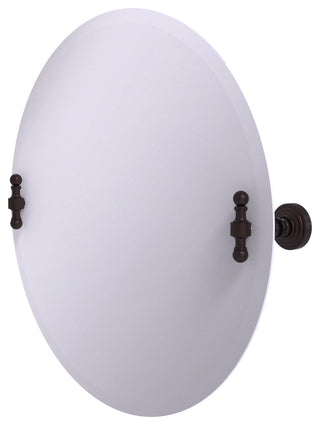 Frameless Round Beveled Edge Tilt Mirror, Antique Bronze