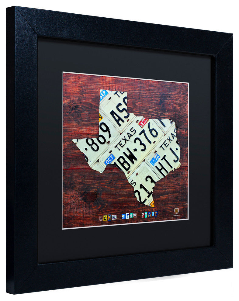 "Texas License Plate Map Large" Matted Framed Canvas Art by Design Turnpike