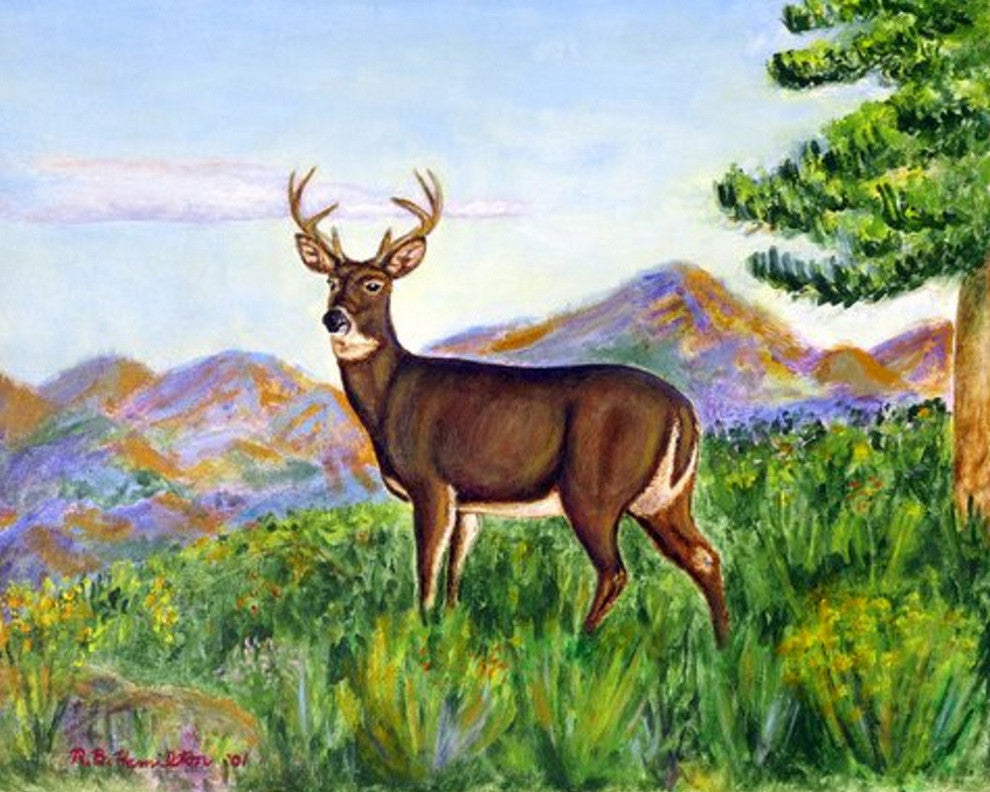 Betsy Drake Deer in Mountains Outdoor Wall Hanging 24x30