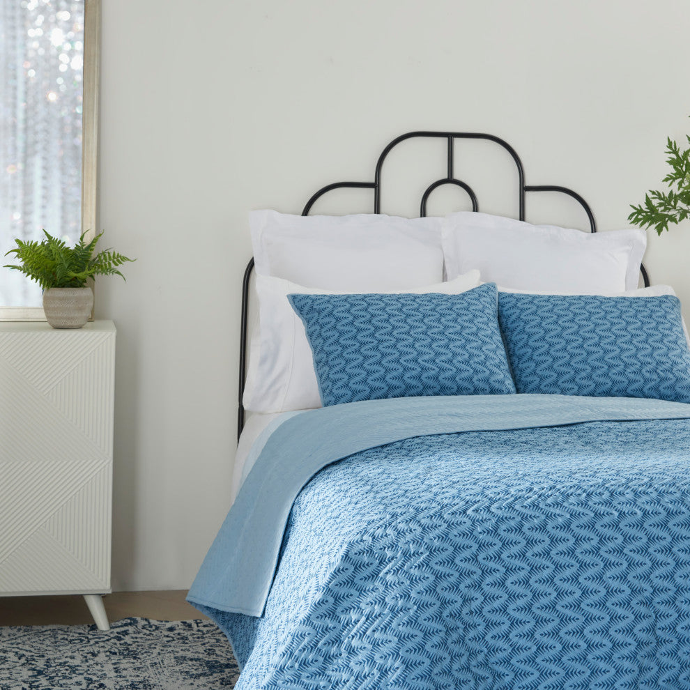 Nourison DSQ01 Bedding, Indigo, 3 Pc Set