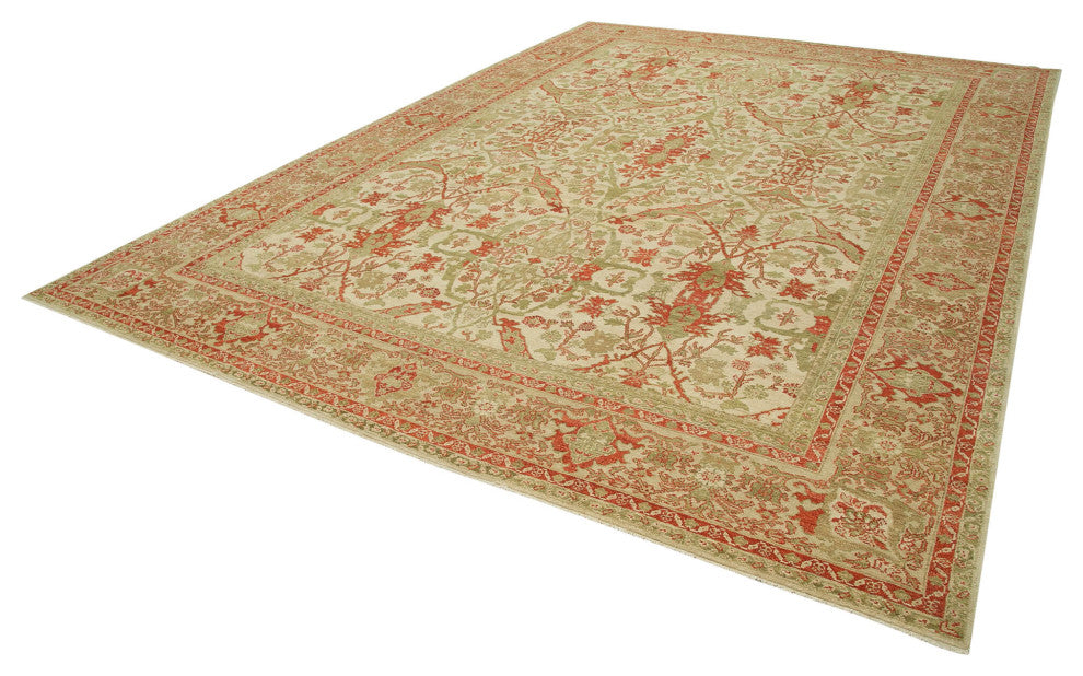 Rug N Carpet - Hand-Knotted Oriental 10' 2" x 14' 1" Unique Oushak Area Rug