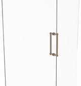 Contemporary 12" Grooved Accent Back to Back Shower Door Pull, Antique Pewter