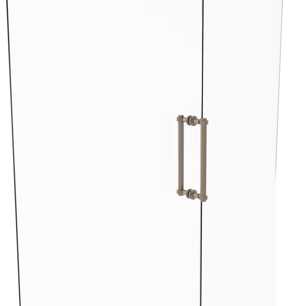 Contemporary 12" Grooved Accent Back to Back Shower Door Pull, Antique Pewter