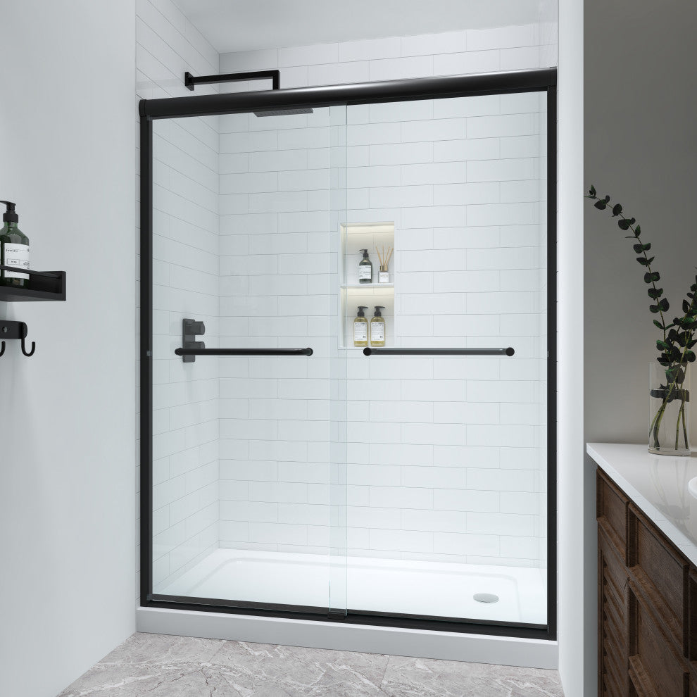 60 x76 Double Sliding Framed Clear Glass Shower Door