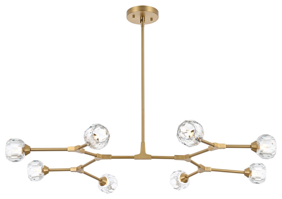 8 Light Pendant, Gold
