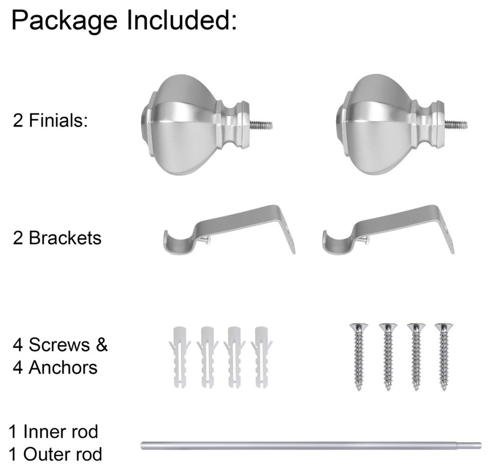 UTOPIA ALLEY 3/4 Inch Curtain Rod - Curtain Rods For Windows 28 to 48 Inch, Nickel