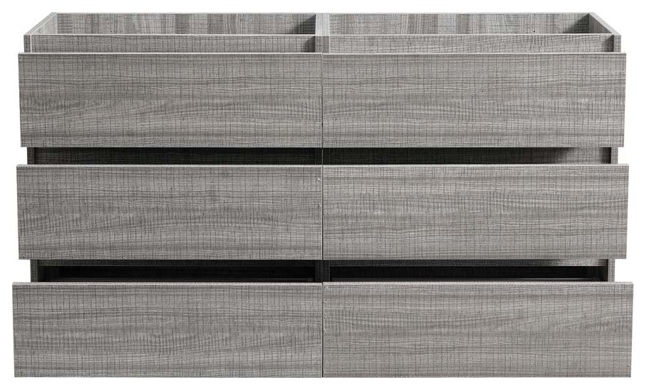 Fresca Lazzaro 60" Gloss Ash Gray Double Sink Cabinet