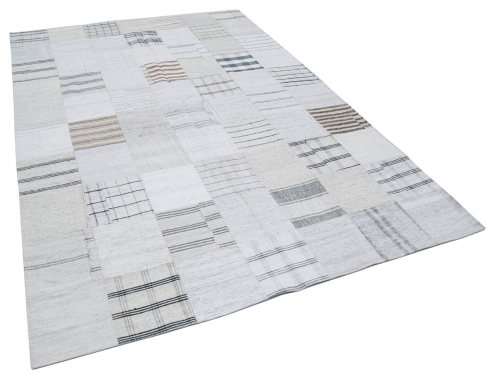 Rug N Carpet - Handmade Turkish 6' 8'' x 9' 10'' Tribal Patchwork Kilim Rug