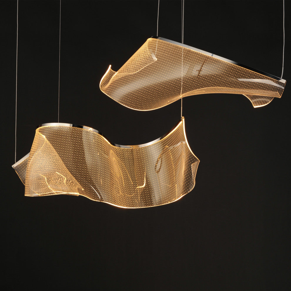 ET2 E24882-133 Rinkle 42"W LED Abstract Linear Pendant - Brushed Gunmetal