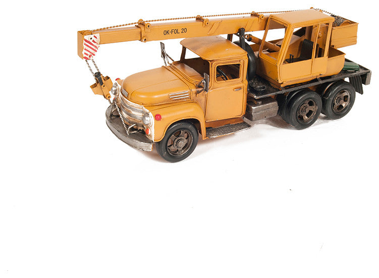 Metal Handmade Crane Truck Model, Collectible Metal Scale Model Truck