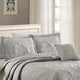 Damask Embroidered Quilted 4 Piece Bed Spread Sets, Ash Gray, Queen