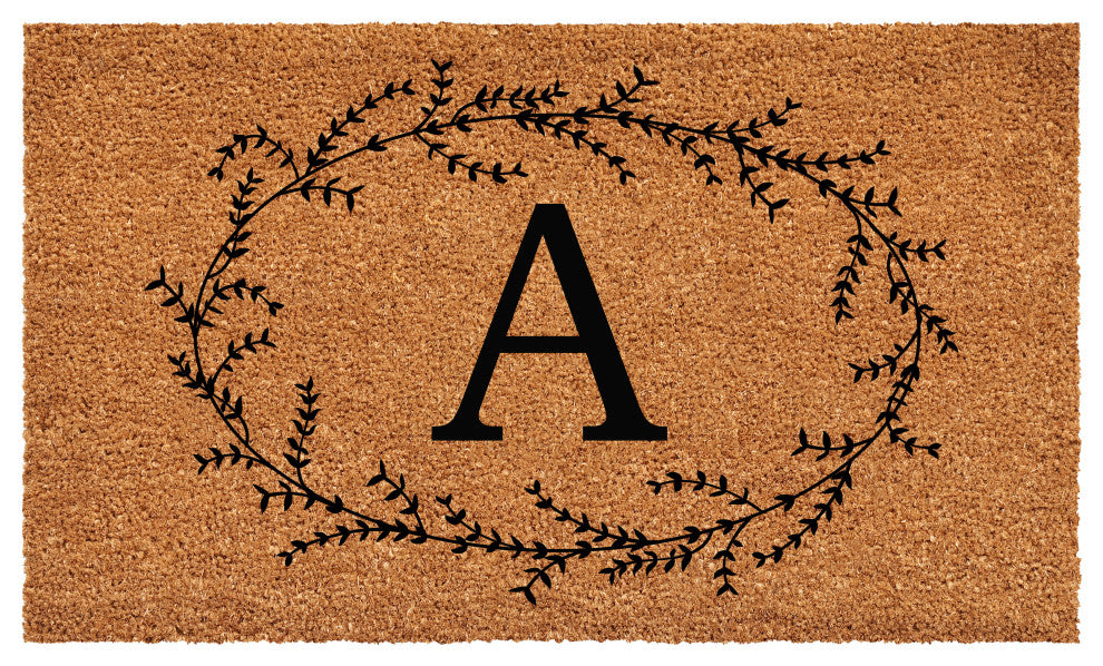 Calloway Mills Rustic Leaf Vine Monogrammed Doormat, 36"x72", Letter A