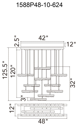 Stagger Integrated LED Brass Chandelier