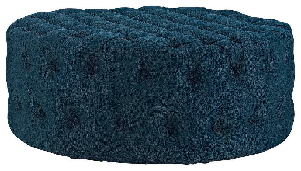 Amour Upholstered Fabric Ottoman - Azure