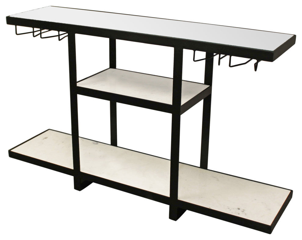 Jonah Bar Console With Mirror Top and Marble Shelves