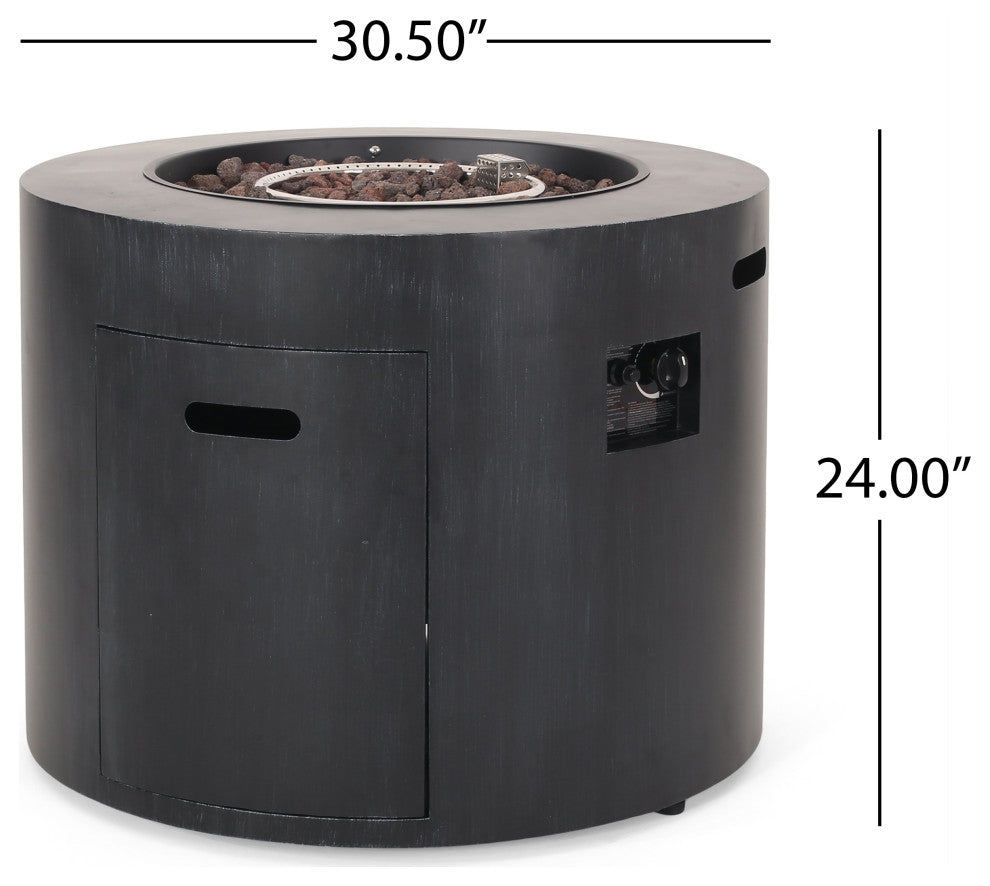Jasmine Outdoor 40,000 BTU Circular Fire Pit, Brushed Black
