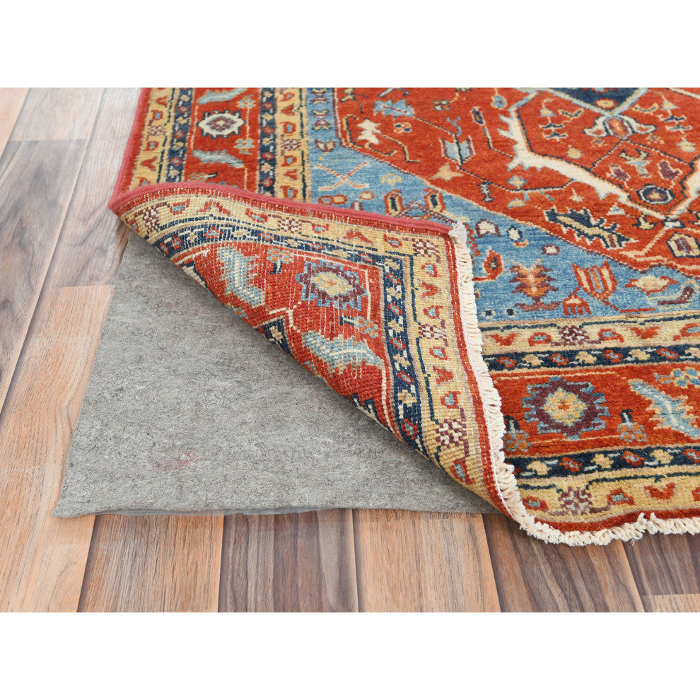 Imperial Red, Afghan Peshawar Heriz Wool Hand Knotted Oriental Rug, 4'x5'9"