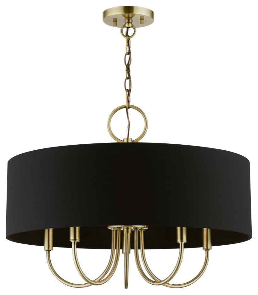 Livex Lighting 5 Light Antique Brass Pendant Chandelier