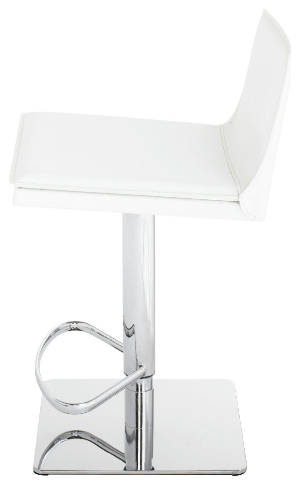 Palma Adjustable Bar Stool, Modern Counter Stool White Leather