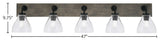 Oxbridge, Bath Bar, Matte Black & Painted Distressed Metal, 6.25" Clear Bubble