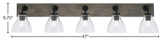 Oxbridge, Bath Bar, Matte Black & Painted Distressed Metal, 6.25" Clear Bubble