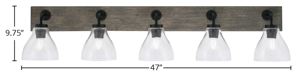 Oxbridge, Bath Bar, Matte Black & Painted Distressed Metal, 6.25" Clear Bubble
