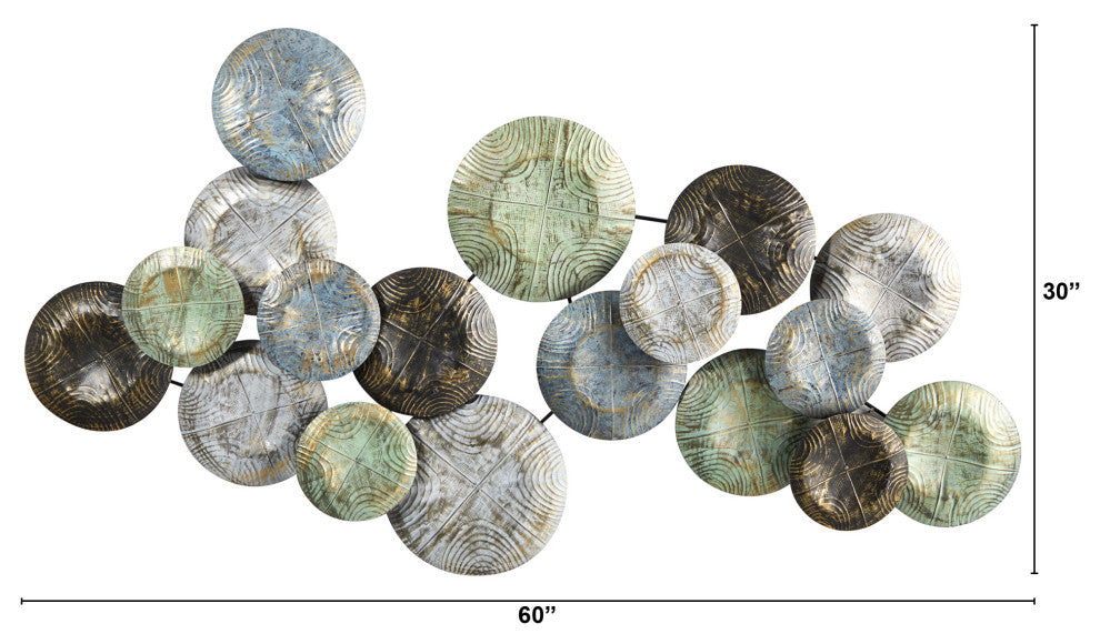 5' x 2.5' Embossed Metal Disc Wall Art Decor