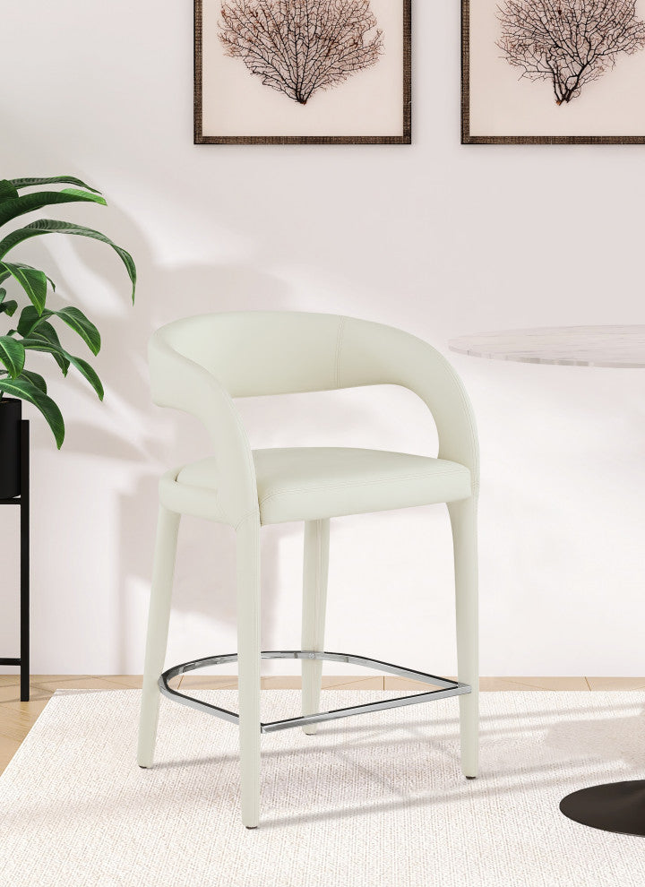 Sylvester Faux Leather Stool, Cream