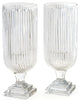 Prismatic Glass Hurricane Lamp Lantern, Set of 2 Candle Holder Vase