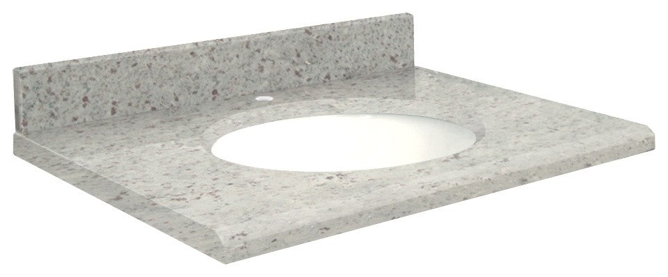Granite 25"x22" Vanity Top, Single Faucet Hole, Giallo Parfait, White Bowl