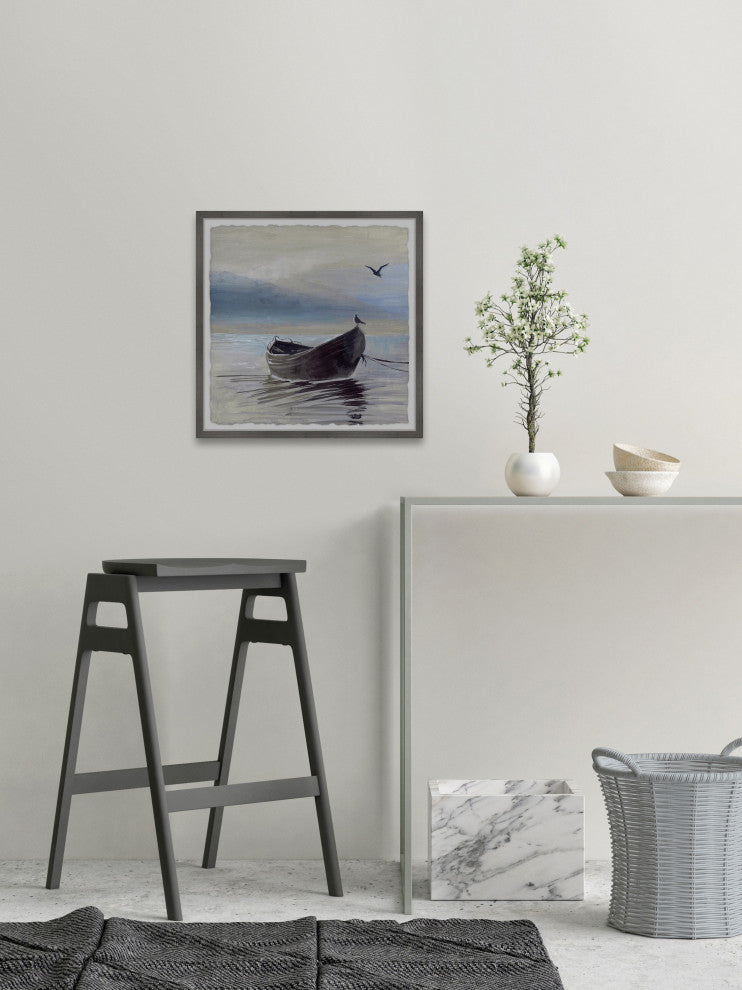 "Little Brown Boat" Framed Painting Print, 12"x12"