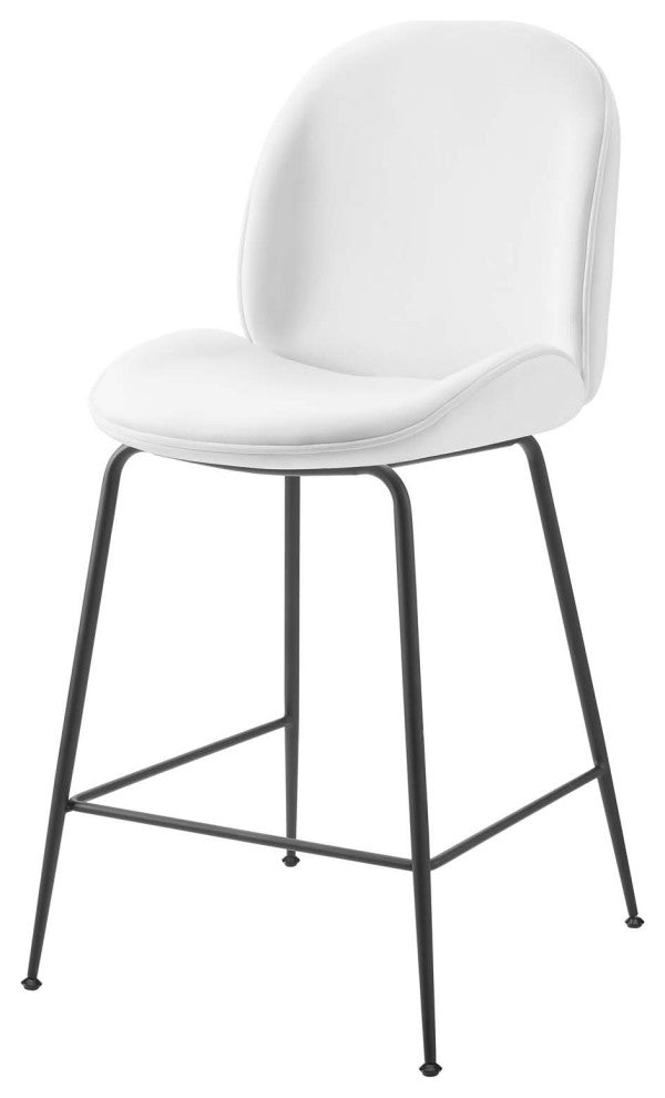 Counter Stool Chair, Velvet, Metal, White, Modern, Bar Cafe Bistro Restaurant