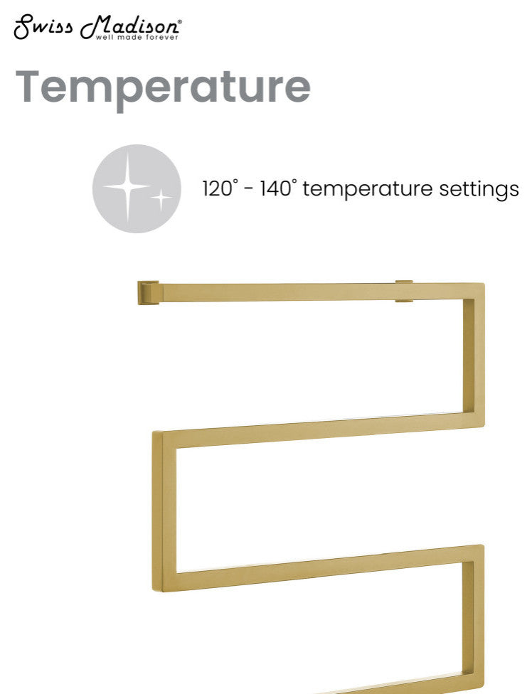 Voltaire 5-Bar Electric Towel Warmer, Brushed Gold
