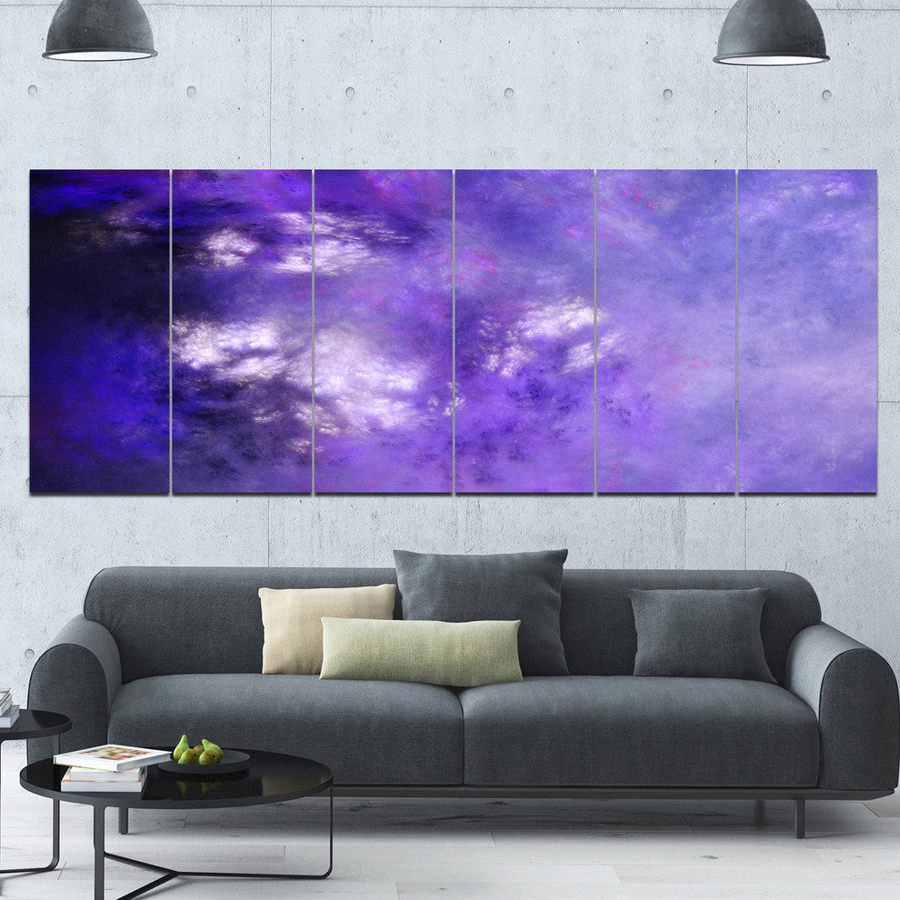 Blur Purple Sky with Stars, Abstract Canvas Art Print, 70"x28", 6 Panels
