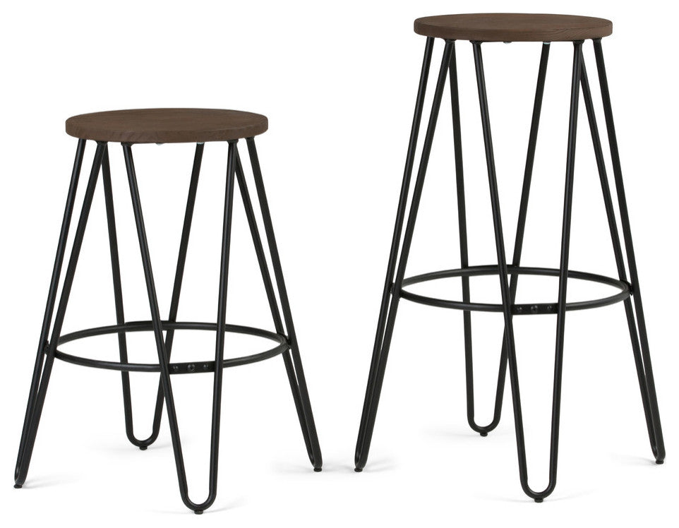 Simeon 24 inch Metal Counter Height Stool with Wood Seat