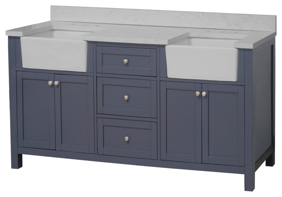 Yorkshire 72" Bathroom Vanity, Marine Gray, Engineered Marble