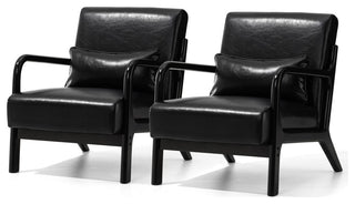 Set of 2 Modern Leatherette Accent  Armchair