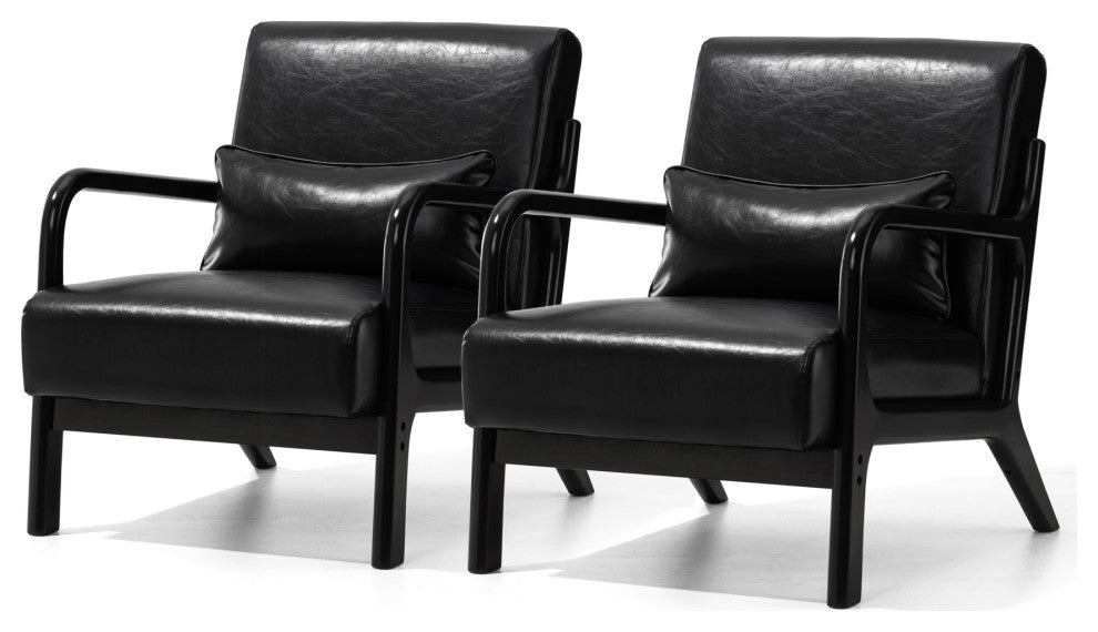 Set of 2 Modern Leatherette Accent  Armchair