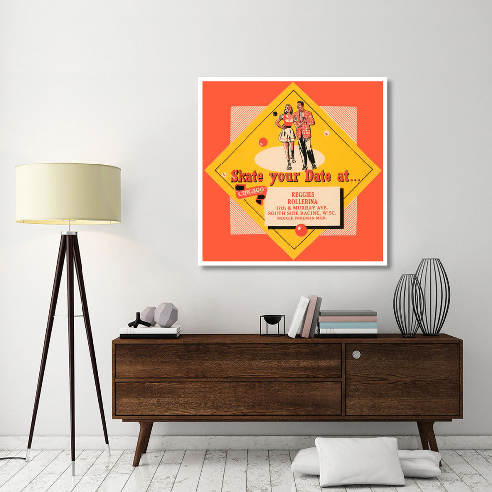"Skate Your Date" Digital Paper Print by Retrorollers, 46"x46"