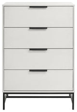 4 Drawers Wooden Chest With Bar Pull Handles, White and Black