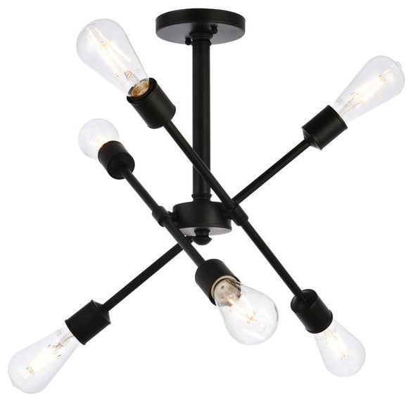 Aria 6-Light Black Flushmount