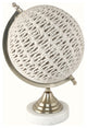 15" Modern Farmhouse Rustic Rattan and Marble Globe Sculpture