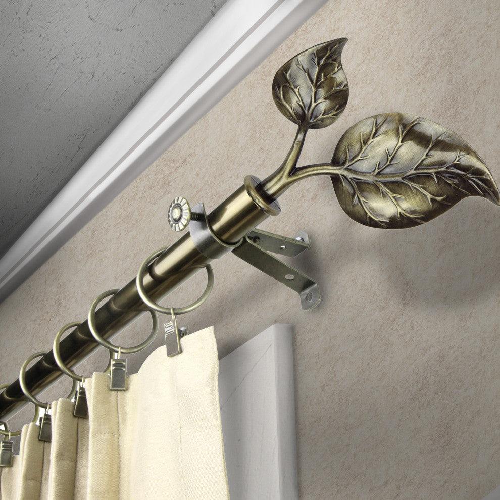 Penelope 13/16" Diameter Curtain Rod, Antique Brass, 18-28"