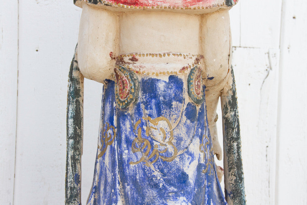 Antique Finely Carved & Painted Chinese Statue