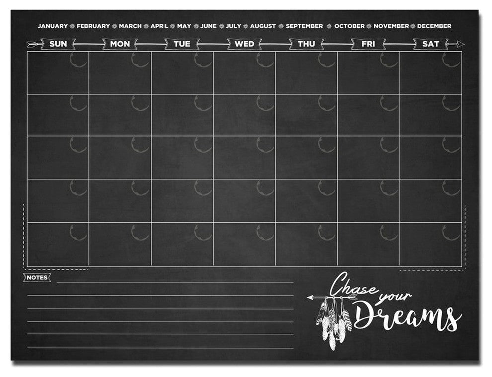 R2H Methods ''Chase Your Dreams'' Dry Erase Monthly Calendar on ArtPlexi
