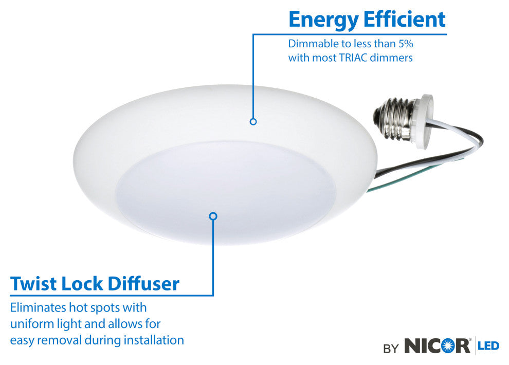 NICOR 900 Lumen LED Surface Mount Retrofit for 5" and 6" Housings, White, White/
